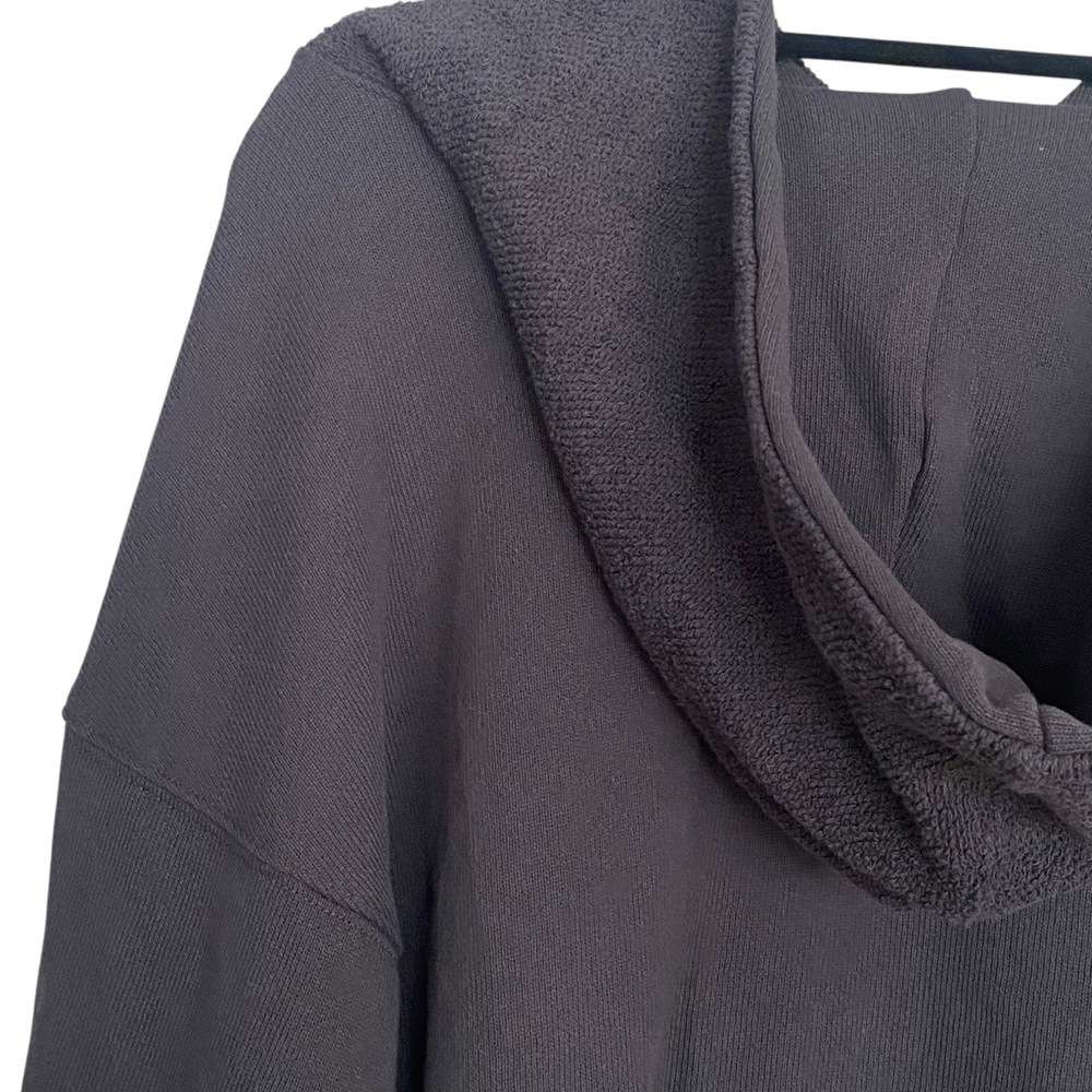 Zenana Cropped Hoodie Dark Charcoal Grey Womens Size Medium Kangaroo Pocket - Picture 5 of 12